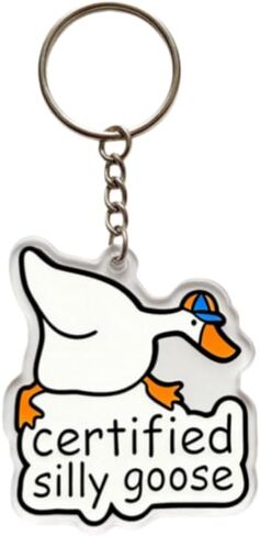 سلسلة مفاتيح أكريليك معتمدة من Silly Goose، حلية أوزة مرحة مع حلقة معدنية مقسمة للمفاتيح والحقائب in Kuwait