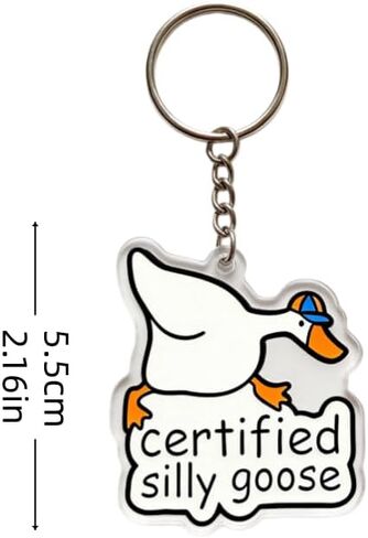 سلسلة مفاتيح أكريليك معتمدة من Silly Goose، حلية أوزة مرحة مع حلقة معدنية مقسمة للمفاتيح والحقائب in Kuwait