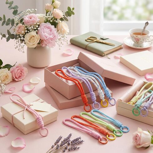 cobee 16PCS Colorful Rope Keychain, Paracord Keychain Wristlet Bag Charm, 15cm/5.91in Landyard Braid Chain Handmade Keychains Cord for Key Chain Wallet Purse Backpack Handbag DIY Crafts Supplies in Kuwait