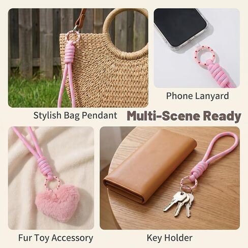 cobee 16PCS Colorful Rope Keychain, Paracord Keychain Wristlet Bag Charm, 15cm/5.91in Landyard Braid Chain Handmade Keychains Cord for Key Chain Wallet Purse Backpack Handbag DIY Crafts Supplies in Kuwait