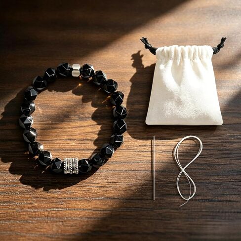 Black Tourmaline Bracelet for Women Tourmaline Stone Bracelets Protection Jewelry for Men & Women Healing Crystal Bracelet with Natural Stones in Kuwait