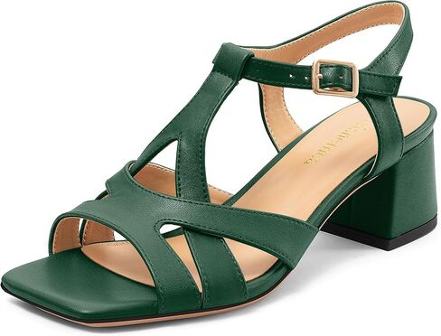 Womens Chunky Block Heeled Sandals,Square Open Toe High Heels,Slip On Ankle Strap Low Sandals,leisure Dress Party Wedding Shoes in Saudi Arabia
