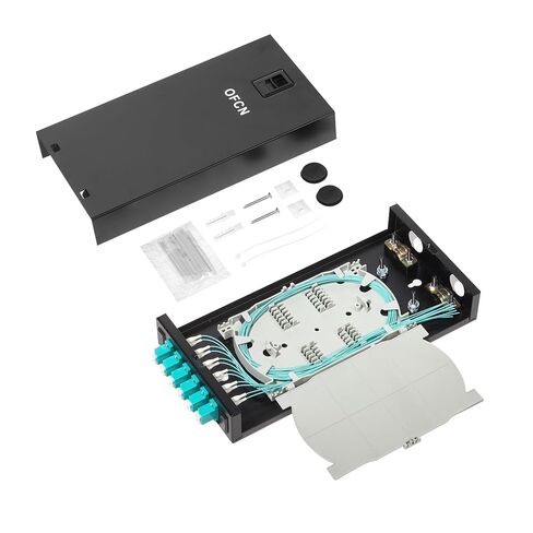 Optic Fiber Termination Box LC Duplex Box Cables 6 Port Wall Mount Fiber Enclosure with Spool (Includes a 1Meter 12 Strand LC Pigtail and 6 Port Panel (LC OM3) in Kuwait