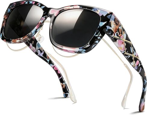 TJUTR Polarized Fit Over Glasses Sunglasses for Women, Oversized Square Sun Glasses UV400 Protection Shades for Driving in Saudi Arabia