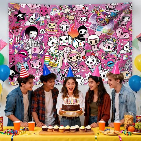 tokidoki Official Unicorno Tapestry Wall Hanging, 3x5ft Party Photography Backdrop Decorations for Living Room Bedroom Home, Cartoon Birthday Party Supplies Banner Tablecloth Beach Throws (Y2K) in Saudi Arabia
