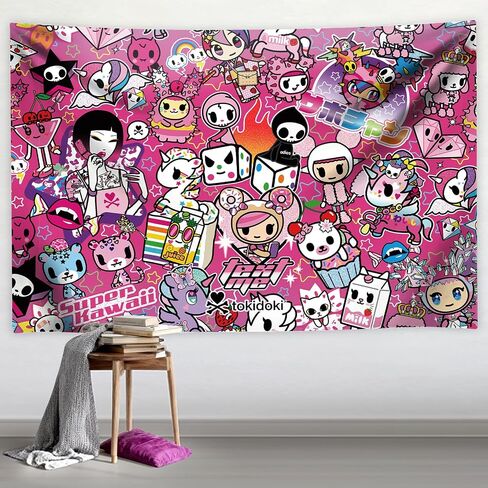 tokidoki Official Unicorno Tapestry Wall Hanging, 3x5ft Party Photography Backdrop Decorations for Living Room Bedroom Home, Cartoon Birthday Party Supplies Banner Tablecloth Beach Throws (Y2K) in Saudi Arabia