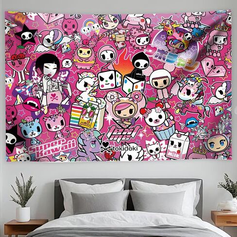 tokidoki Official Unicorno Tapestry Wall Hanging, 3x5ft Party Photography Backdrop Decorations for Living Room Bedroom Home, Cartoon Birthday Party Supplies Banner Tablecloth Beach Throws (Y2K) in Saudi Arabia