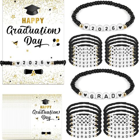 Tondiamo 24 Set Graduation Bracelet Gifts Bulk 2026 Graduate Seniors College High School Bead Bracelets with Cards Graduation Inspirational Gifts for Class of 2026 in Kuwait