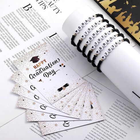 Tondiamo 24 Set Graduation Bracelet Gifts Bulk 2026 Graduate Seniors College High School Bead Bracelets with Cards Graduation Inspirational Gifts for Class of 2026 in Kuwait