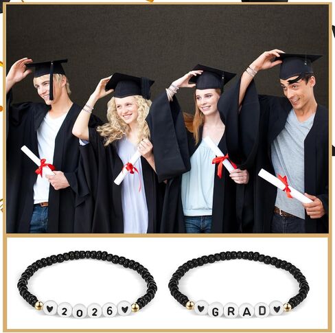 Tondiamo 24 Set Graduation Bracelet Gifts Bulk 2026 Graduate Seniors College High School Bead Bracelets with Cards Graduation Inspirational Gifts for Class of 2026 in Kuwait