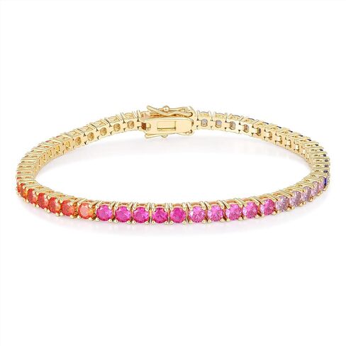 GEMSME 3.0MM Tennis Bracelet for Women-Rainbow Cubic Zirconia Bracelet,14K White/Yellow Gold Plated Colorful Round Cut CZ Tennis Link for Jewelry Gift in Saudi Arabia