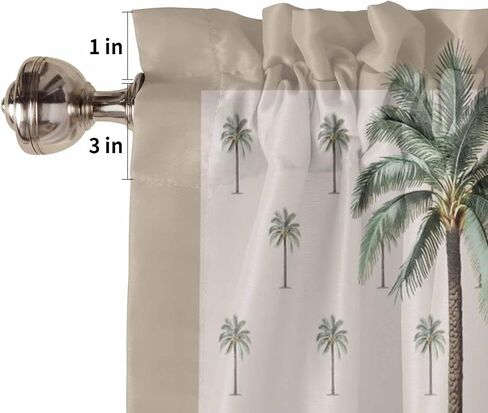 Valance Curtains for Living Room/Bedroom/Bathroom/Kitchen - Rod Pocket Window Valance Tiers, Small Window Curtain Drape - Tropical Beach Holiday Palm Tree 1 Panel 54x18 in Saudi Arabia