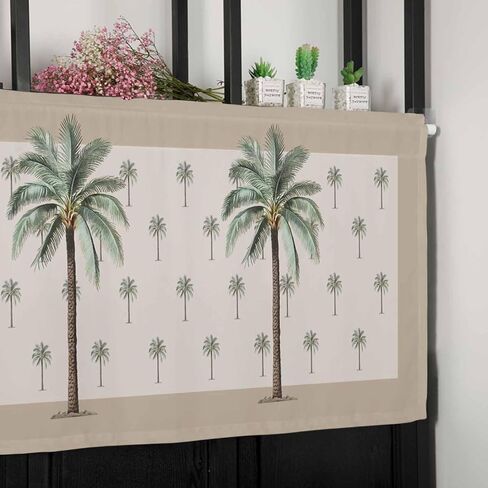 Valance Curtains for Living Room/Bedroom/Bathroom/Kitchen - Rod Pocket Window Valance Tiers, Small Window Curtain Drape - Tropical Beach Holiday Palm Tree 1 Panel 54x18 in Saudi Arabia