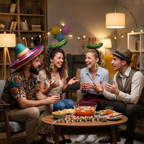 6PCS Pickle Headband, Pickle Costume, Pickle Costume, Pickle Hat, with Cucumber Plush Headwear and Earrings for Halloween Party in Saudi Arabia