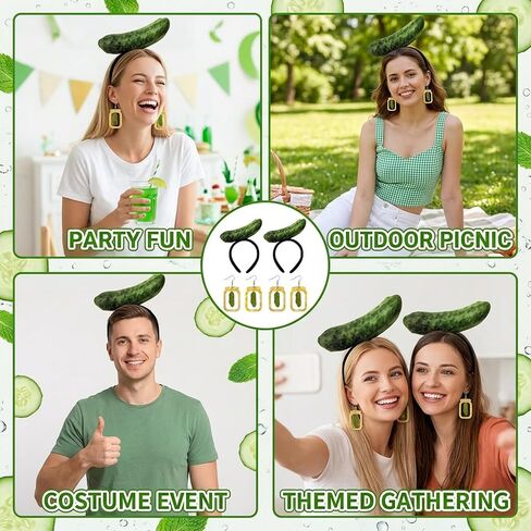 6PCS Pickle Headband, Pickle Costume, Pickle Costume, Pickle Hat, with Cucumber Plush Headwear and Earrings for Halloween Party in Saudi Arabia