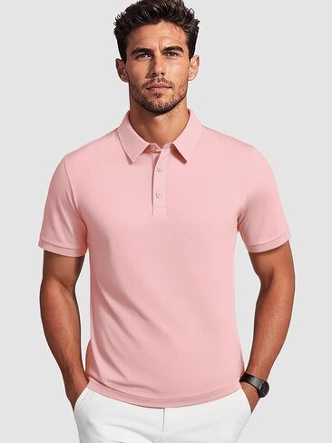 NELEUS Men's Polo Shirt Quick Dry Performance Short Sleeve Tactical Shirts Pique Jersey Golf Shirt,8688,Light Blue+Light Green+Pink,M in Kuwait