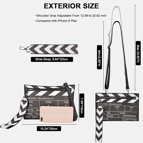 Novelty Clapperboard Crossbody Bag for Women - Cinema Movie Purse with Detachable Shoulder Strap, Leather Film Clutch Handbag in Saudi Arabia