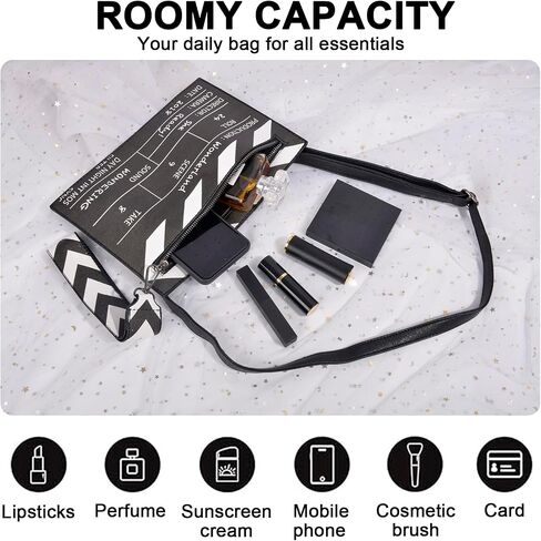 Novelty Clapperboard Crossbody Bag for Women - Cinema Movie Purse with Detachable Shoulder Strap, Leather Film Clutch Handbag in Saudi Arabia