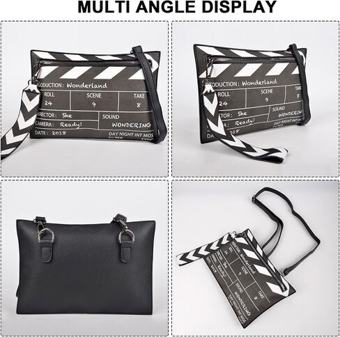 Novelty Clapperboard Crossbody Bag for Women - Cinema Movie Purse with Detachable Shoulder Strap, Leather Film Clutch Handbag in Saudi Arabia