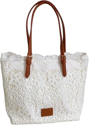 Beautiful Lace Embellished Carryall Bag Creative Construction Handbag Fit Almost All Your Daily Necessities Large Capacity in Kuwait
