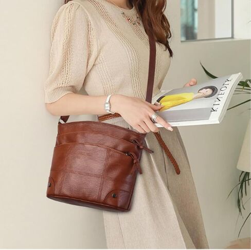 Vintage Soft PU Crossbody Handbag, Casual Daily Shoulder Messenger Bag in Kuwait
