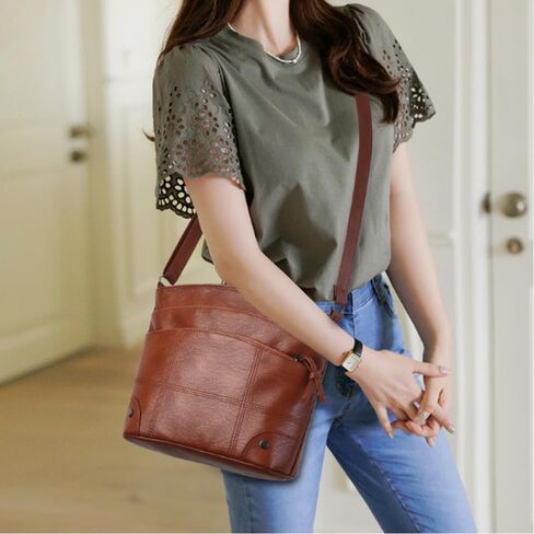 Vintage Soft PU Crossbody Handbag, Casual Daily Shoulder Messenger Bag in Kuwait