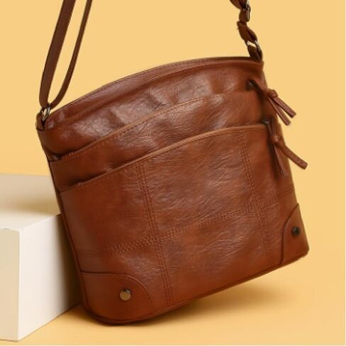 Vintage Soft PU Crossbody Handbag, Casual Daily Shoulder Messenger Bag in Kuwait