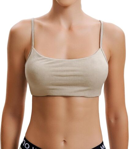 Women’s Merino Wool Spaghetti Strap Pullover Bra - Wireless Triangle Bralette with Removable Pads,Comfort Bra in Saudi Arabia