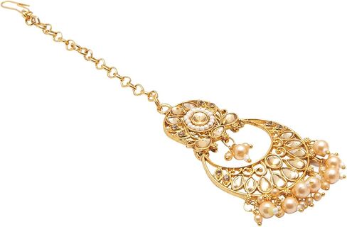 Bodha Traditional Indian Gold Plated Kundan Pearl Choker Bridal Necklace Combo Jewelry Set With Tikka and Earrings for Women (SJN_61_G.LCT) in Kuwait