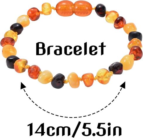 Baltic Amber Jewelry Set - Natural Handmade Unisex Bracelet & Necklace for Calming Wellness Protection & Good Luck(Necklace: 13 inches, Bracelet: 5.5 inches) in Saudi Arabia