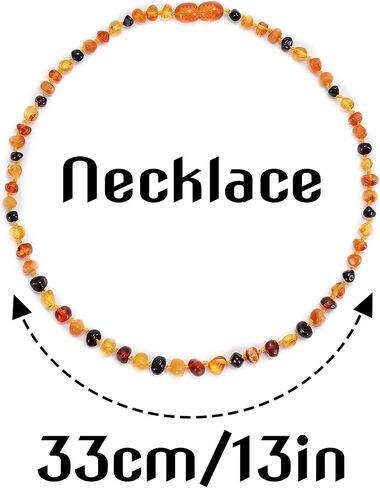 Baltic Amber Jewelry Set - Natural Handmade Unisex Bracelet & Necklace for Calming Wellness Protection & Good Luck(Necklace: 13 inches, Bracelet: 5.5 inches) in Saudi Arabia