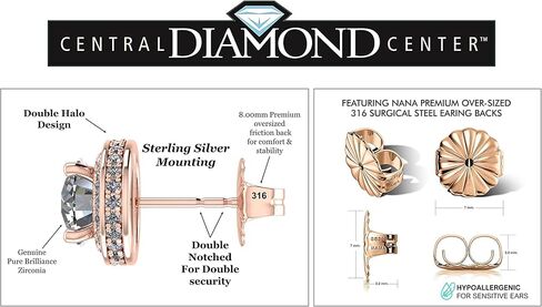 Halo Earrings & Swirl Dancing Stone Necklace Jewelry Set made w/Pure Brilliance Zirconia (R) in Kuwait