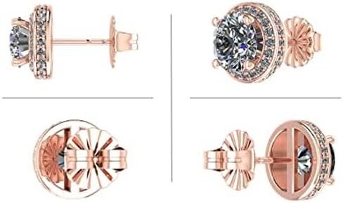 Halo Earrings & Swirl Dancing Stone Necklace Jewelry Set made w/Pure Brilliance Zirconia (R) in Kuwait