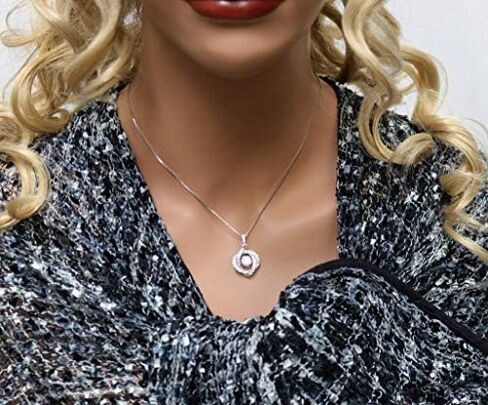 Halo Earrings & Swirl Dancing Stone Necklace Jewelry Set made w/Pure Brilliance Zirconia (R) in Kuwait