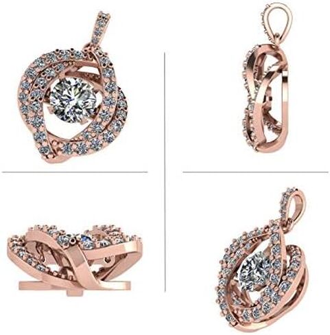Halo Earrings & Swirl Dancing Stone Necklace Jewelry Set made w/Pure Brilliance Zirconia (R) in Kuwait