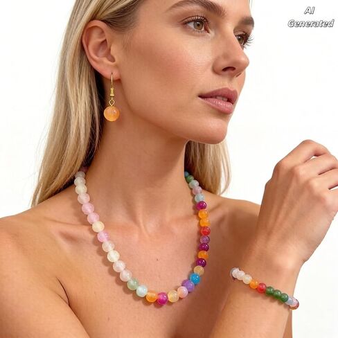 Dopamine Necklace Uv Reactive Jewelry Set Uv Color Changing Necklace Bracelet Earrings Colorful Rainbow Beaded Set Summer Beach Vacation Dopamine Jewelry in Kuwait