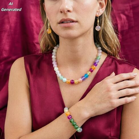 Dopamine Necklace Uv Reactive Jewelry Set Uv Color Changing Necklace Bracelet Earrings Colorful Rainbow Beaded Set Summer Beach Vacation Dopamine Jewelry in Kuwait