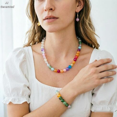 Dopamine Necklace Uv Reactive Jewelry Set Uv Color Changing Necklace Bracelet Earrings Colorful Rainbow Beaded Set Summer Beach Vacation Dopamine Jewelry in Kuwait