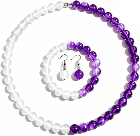 Dopamine Necklace Uv Reactive Jewelry Set Uv Color Changing Necklace Bracelet Earrings Colorful Rainbow Beaded Set Summer Beach Vacation Dopamine Jewelry in Kuwait