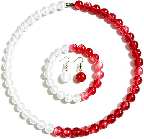 Dopamine Necklace Uv Reactive Jewelry Set Uv Color Changing Necklace Bracelet Earrings Colorful Rainbow Beaded Set Summer Beach Vacation Dopamine Jewelry in Kuwait