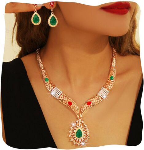 JONKY Bridal Jewelry Set Baroque Necklace Earrings Sets Formal Jewelry for Women in Saudi Arabia