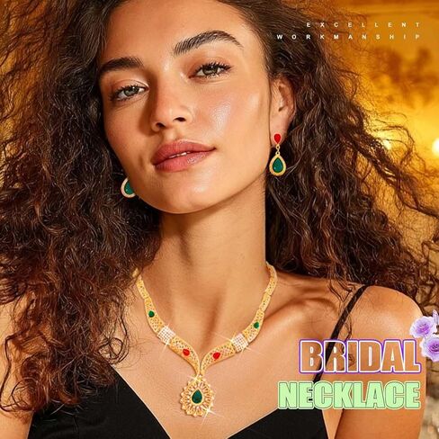 JONKY Bridal Jewelry Set Baroque Necklace Earrings Sets Formal Jewelry for Women in Saudi Arabia