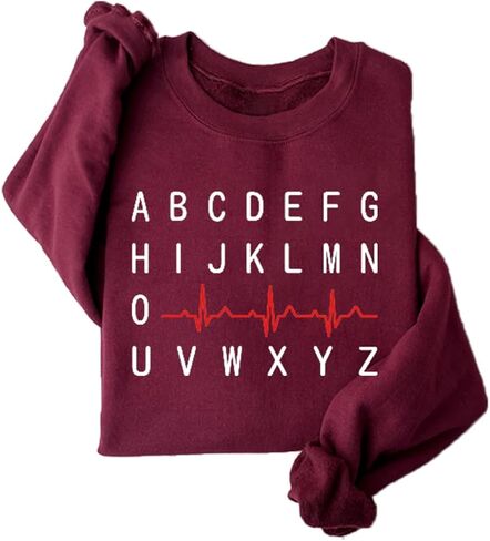 Cardiac Nurse Sweatshirt Women Registered Nurse Fleece Lined Long Sleeve Shirts Emergency Nurse Pullover Tops in Saudi Arabia