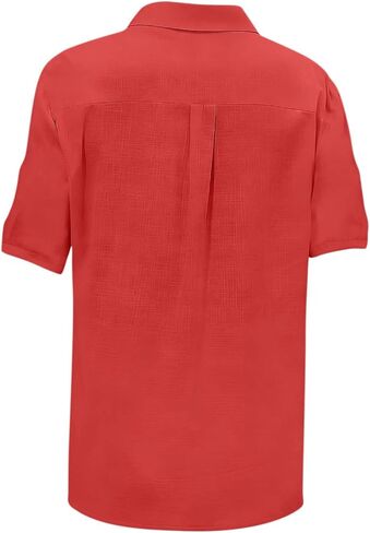 Utility Button Down Shirts for Women Short Sleeve Collared Blouses Casual Work Office Tops with Pockets in Kuwait