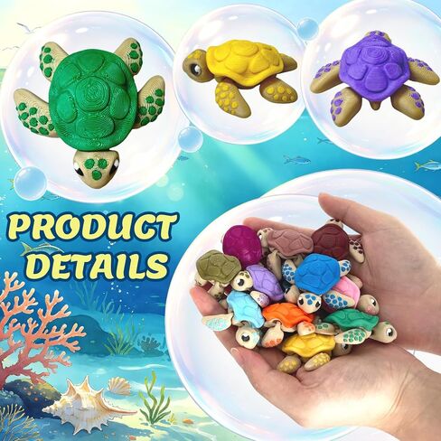 12PCS 3D Printed Sea Turtle Toys, Movable Joints & Multiple Colors Animal Figurine, Flexible Turtles Desk Fidgets, Positive Motivational Gifts for Boys/Girls, Funny Office Home Decor in Saudi Arabia