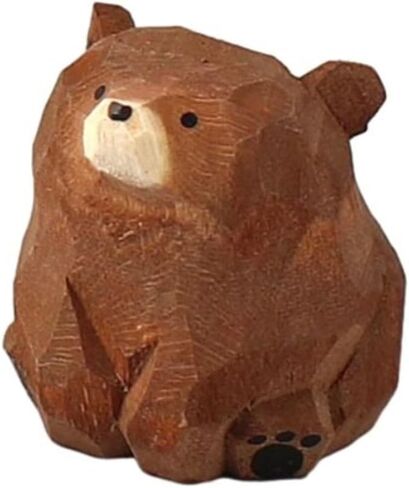 Hand-Carved Wooden Animal Ornaments,Carved Wooden Animal Ornaments,Small Home Decoration,4-5 CM(Bear) in Saudi Arabia
