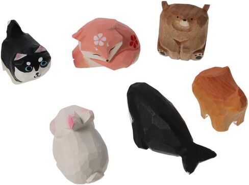 Hand-Carved Wooden Animal Ornaments,Carved Wooden Animal Ornaments,Small Home Decoration,4-5 CM(Bear) in Saudi Arabia