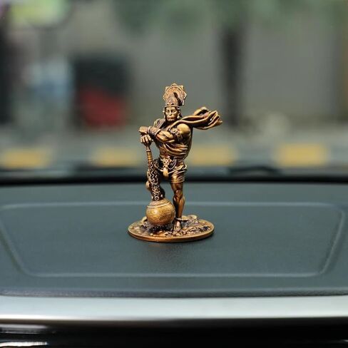 zig zag Bahubali Hanuman Idol for Car Dashboard Hanuman Murti Bajrang Bali Small Statue for Gift, Decor, Golden (4.5 inch) in Saudi Arabia