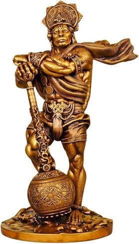 zig zag Bahubali Hanuman Idol for Car Dashboard Hanuman Murti Bajrang Bali Small Statue for Gift, Decor, Golden (4.5 inch) in Saudi Arabia