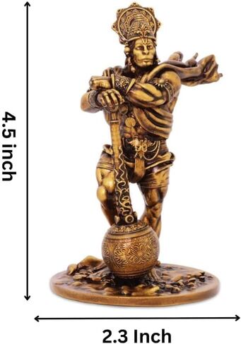 zig zag Bahubali Hanuman Idol for Car Dashboard Hanuman Murti Bajrang Bali Small Statue for Gift, Decor, Golden (4.5 inch) in Saudi Arabia